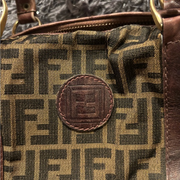 Fendi vintage Zucca Brown and Tan Monogram duffle Bag - Picture 2 of 10